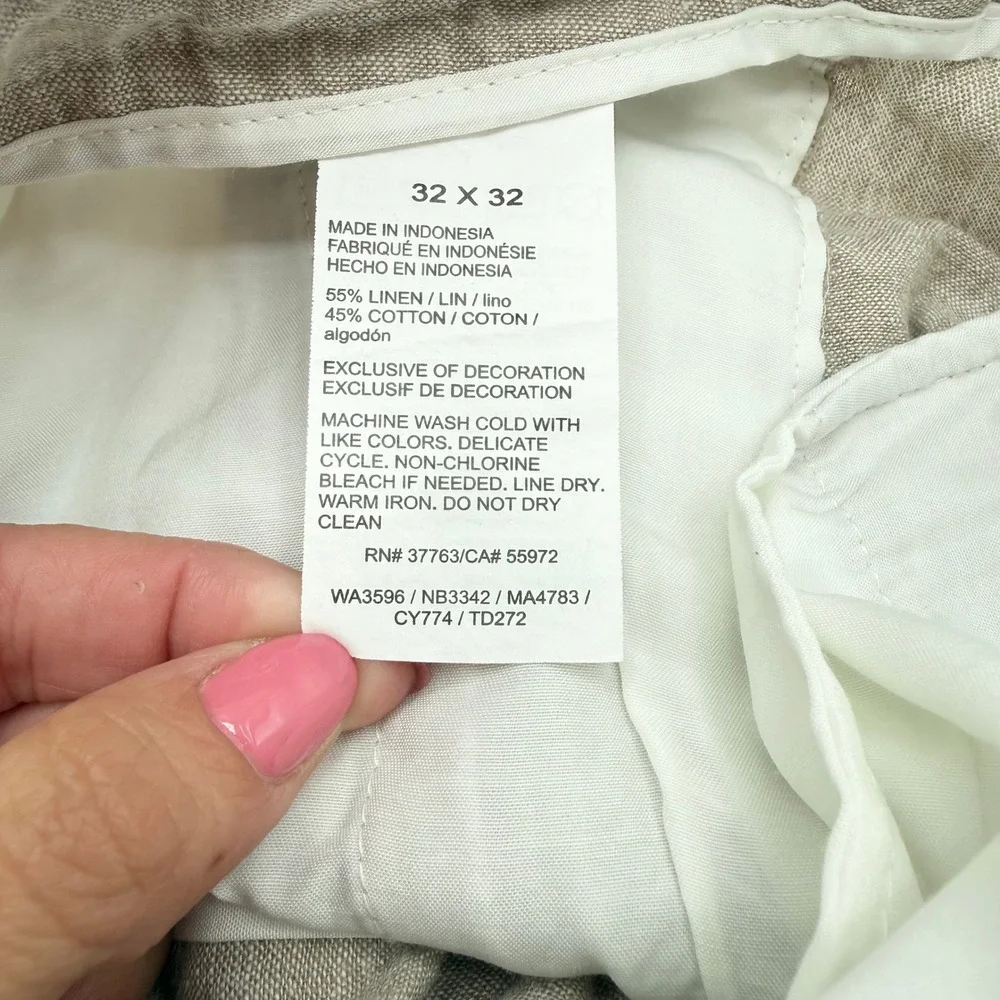 Perry Ellis Linen Blend Pants Mens 32x32 Beige Drawstring Casual Trousers